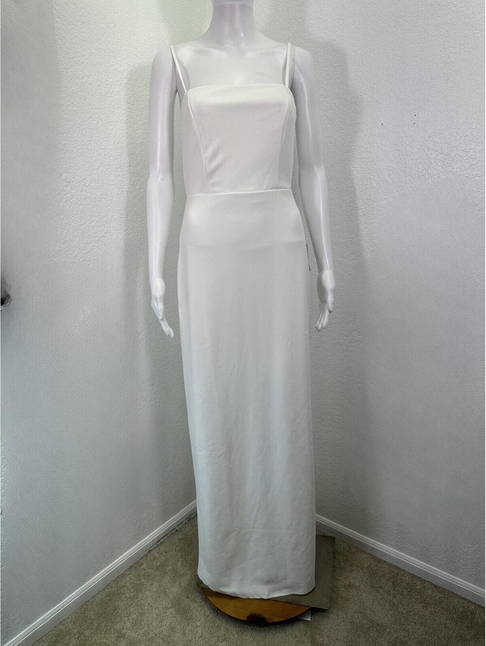 New Sz M Lulus White Backless Maxi Dress Column Lovely Beginning Wedding